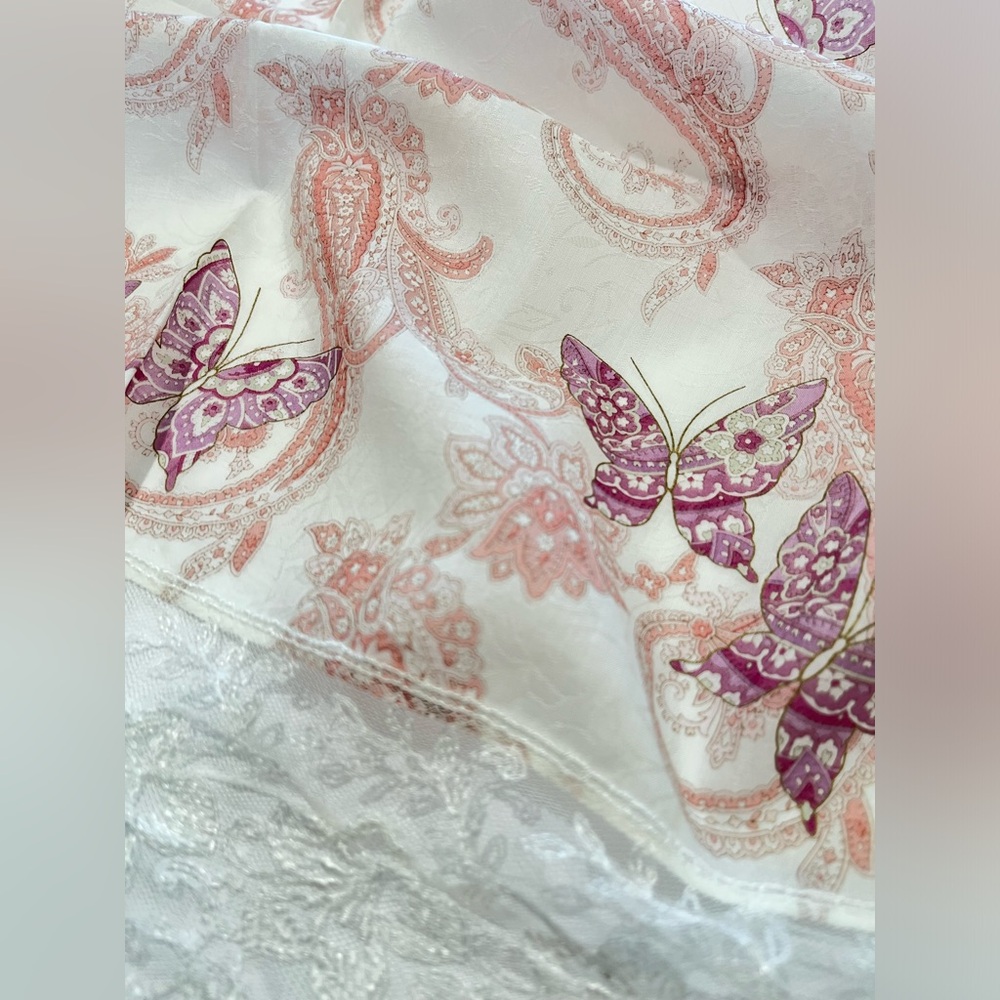 LANCETTI VTG Handkerchief Scarf Floral Butterfly Lace Paisley Women Square 28” - Picture 8 of 10